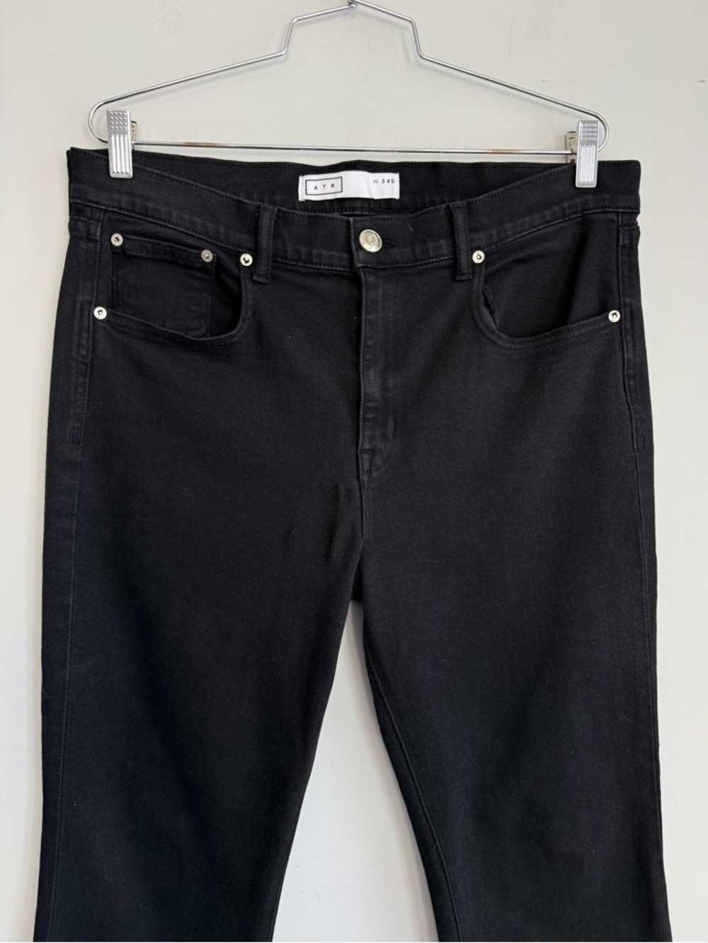AYR The Pop Black High Rise Straight Leg Jeans Raw Hem Cropped Short 34 S Short - Picture 4 of 16